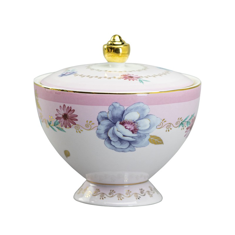 Gracie China Fantastic Pink Porcelain 3-Piece Sugar, Creamer And Tray