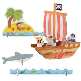 Petit Collage Color and Build Pop-Out, Pirates Playset