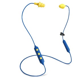 Plugfones Basic Pro - Bluetooth EarPlugs with Music and NRR 25 dB - Headphone, Audio Noise Silicone - Color: Blue / Yellow / Yellow