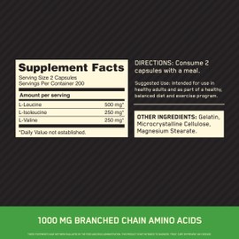 Optimum Nutrition Instantized BCAA Capsules, Keto Friendly Branched Chain Essential Amino Acids, 1000mg, 400 Count