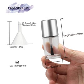 Agidea 6PCS Empty Nail Polish Bottles with Brush, Empty Refillable DIY Glass Nail Polish Bottles with Funnel & Mixing Balls (15ML, Silver)