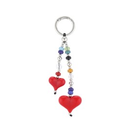 Madison Tyler Double Red Heart Cute Keychains for Women | Bag Charms for Handbags | Beaded Purse Charms for Handbags Decor Backpack Bag Trendy