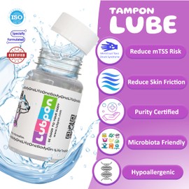 LUBPON 60 Organic Tampons with Specially Formulated Lube and Finger Covers. Non-Applicator (Bulk Buy ~5 Months Supply, 60 Regular)