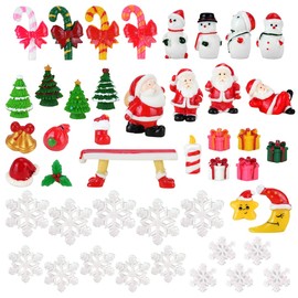 45 Pcs Christmas Miniature Ornaments, DIY Resin Christmas Tree Snowman Snow Globe Accessories, Mini Desktop Crafts Kit for Christmas Decoration Gift