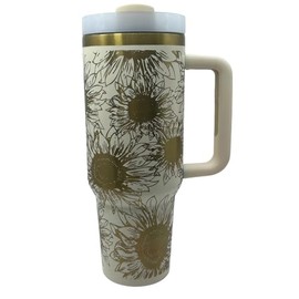KodaBella Sunflower Laser Engraved 40 oz Tumbler, Cream