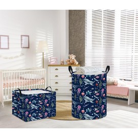 NTAOHAMPER Laundry Hamper, Laundry Basket, Nursery Hamper, Waterproof Storage Bin, Clothes Organizer Basket, Room Decor(Watercolor Ocean)