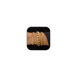 Chunky Gold Bracelet Chunky Gold Bracelets Stack for Women Stackable Chain Bracelet Chunky Gold Jewelry for Women Men
