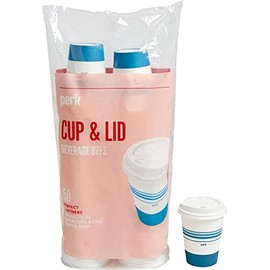 Perk PK54365CT Paper Cup & Lid Combo, 12 Oz., White/Blue