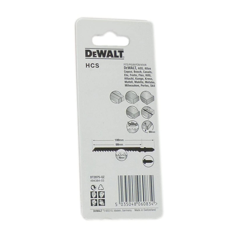 DeWalt DT2075QZ Jigsaw Blades for Wood T-Shank HCS T144DP (Pack