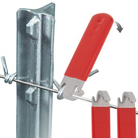 Jikbeed T-Post Clip Tool: Fence Wire Twisting and Fencing Tool with Red Rubber-Coated Handle - Easy to Use and Time-Saving (2 pcs)