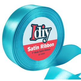 Satin Ribbon (1", 25 Yards) No Wire, DIY Arts & Crafts, Gift Wrapping Baskets, Wedding Decor, Sewing Projects, Party Decorative Embellishment, Hair Bows, Floral, Baby Showers, (Teal)