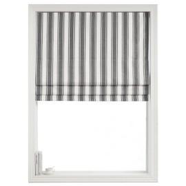 Everyday Celebration Roman Shades for Windows, 100% Blackout Cordless Pull Down, Vertical Stripe for Indoor Windows, Woven Fabric Blinds, 31" W X 64" H, (Pepper)