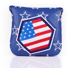 Putter Cover Headcover for Odyssey 2 Ball Mallet Magnet Fits Scotty Cameron Odyssey Pin Usa Star Blue (Square)
