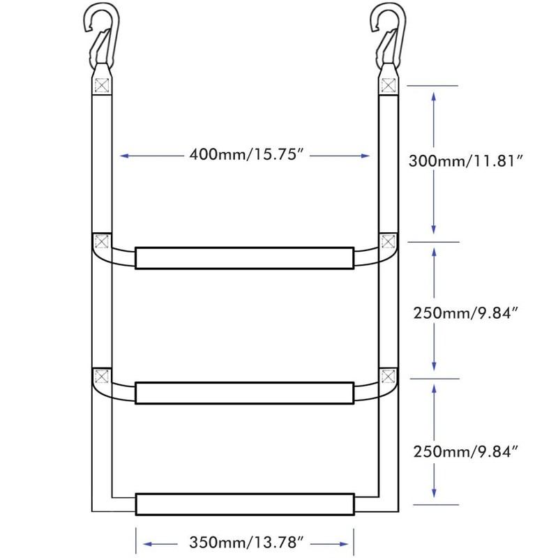 3 Step Boat Rope Ladder Nylon Webbing Boarding Ladder Portable