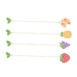 TEHAUX 4pcs Bookmarks for Books Metal Bookmarks Tassels Student Reading Markers Book Pendants Assorted Cartoon Fruit Shapes Random Style
