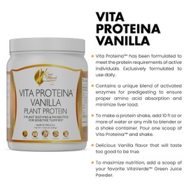 Cocó March N.M.D Vita Protein Vegan Vanilla Plant Protein, 20g Per Serving for Sensitive Tummies with Plant Enzymes and Probiotics - Free from Gluten, Soy, GMO, Dairy - 17.6 oz 500 Grams