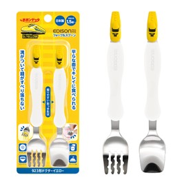 EDISONmama Fork & Spoon Set, 1.5 Years Old and Up, Dr. Yellow