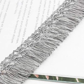 Yalulu 10 Meters Fringe Trim Tassel Fabric Applique Trimming for DIY Crafts Dress Trimming Clothes Accessories Lace Ribbon (#2 Grey)