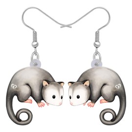 DUOWEI Acrylic Latin America Possum Earrings Funny Rat Dangle Jewelry for Women Girls Teens Gifts Hillbilly Charms (Fossil)