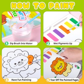 Fenmay Paint with Water Books for Kids - Mess Free Watercolor Paint Sets with 2 Premium Brushes for Kids Ages 3-5 4-8, Arts and Crafts Drawing Activities, Toddler Birthday Gift（Animal）