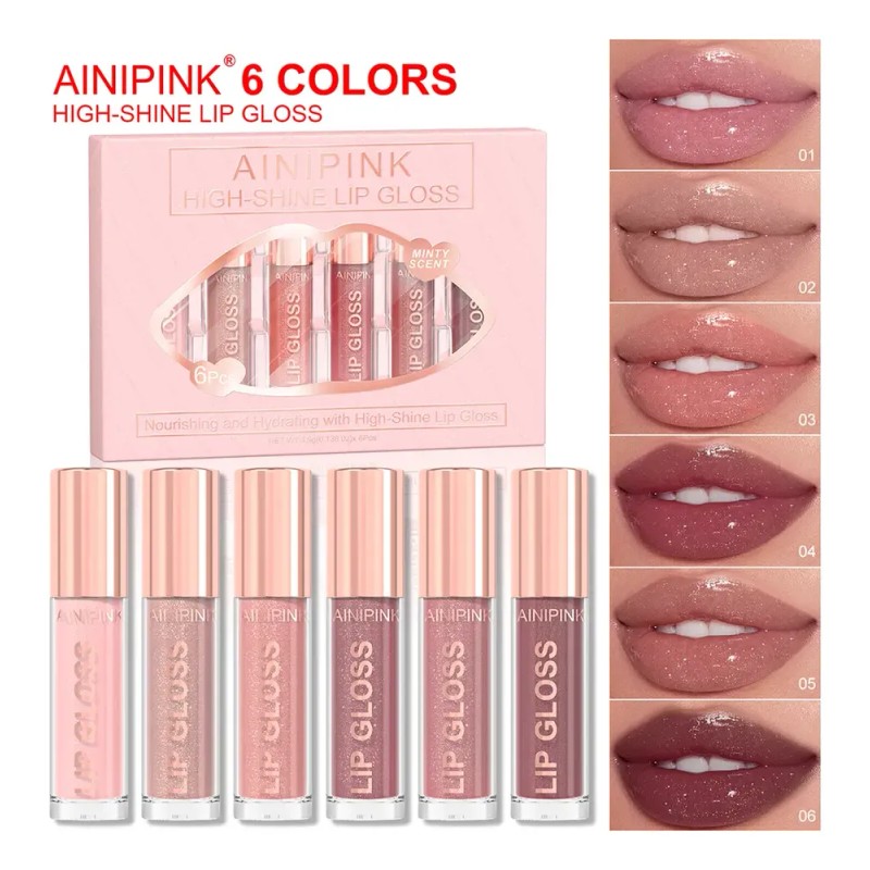 Set De Brillos Labiales Hidratantes Ainipink Perlados