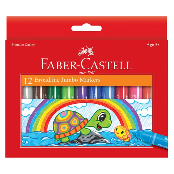 Faber-Castell Jumbo Broad Line Markers - 12 Colored Markers -