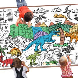 Leezead Dinosaur Giant Coloring Poster, 72 x 30 Inches Large Dinosaur Themed Coloring Poster&Table Cover Dinosaurs Activity Drawing Paper Tablecloth for Home Classroom Party Supplies Decorations