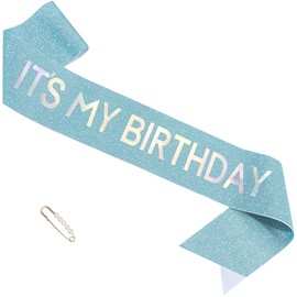 ZHBDPaty "It's My Birthday" Glitter Sash - Birthday Decorations for Women, Birthday Girl, for Birthday Party Supply Accessories (Blue)