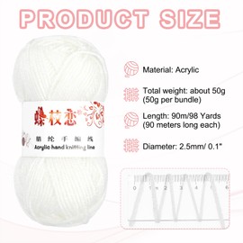 MECCANIXITY 1PCS Crocheting Yarn,White 4 Ply Acrylic Yarn 50g Sport Weight Yarns Bulk Soft and Fluffy Yarns for Knitting DIY Crochet Handicraft Blankets Gift,98 Yards
