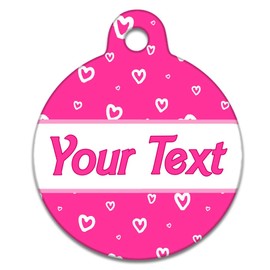 Spoilt Rotten Pets 31mm Barbeelicious Hot Pink Hearts Girly Girl Pet Identity Cat or Dog ID Tag Custom Printed Any Dog or Cats Name & Contact Details Medium Dogs, Labs, Staffies & Springers)