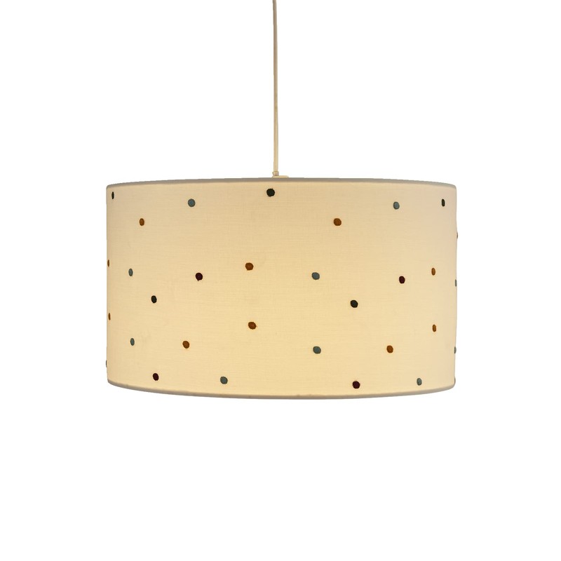 VERTBAUDET Beige / Multi Coloured Polka Dot Embroidered Pendant Light