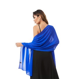 Gzcvba - Chales y envolturas para vestidos de noche, gasa transparente para mujer, elegante, suave, sedoso, brillante, bufanda de novia, azul real B, 74.8*27.6in
