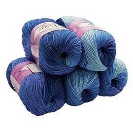 Alize Cotton Gold Knitting Wool, 55% Cotton, 500 g, Wool with Colour Gradient, Multi-Coloured, 5 x 100 g.