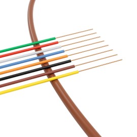 Thermostat Wire 18/8 - Brown - Solid Copper 18 Gauge, 8 Conductor - CL2 (UL Listed) CMR Riser Rated (CL3) - Residential, Commercial and Industrial Rated - 18-8, 10 Feet