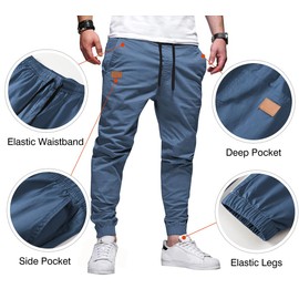 JMIERR Men's Casual Joggers Pants - Cotton Drawstring Chino Yoga Pants Hiking Outdoor Twill Track Jogging Sweatpants Pants with Pockets for Men, US 42(3XL), C Sky Blue