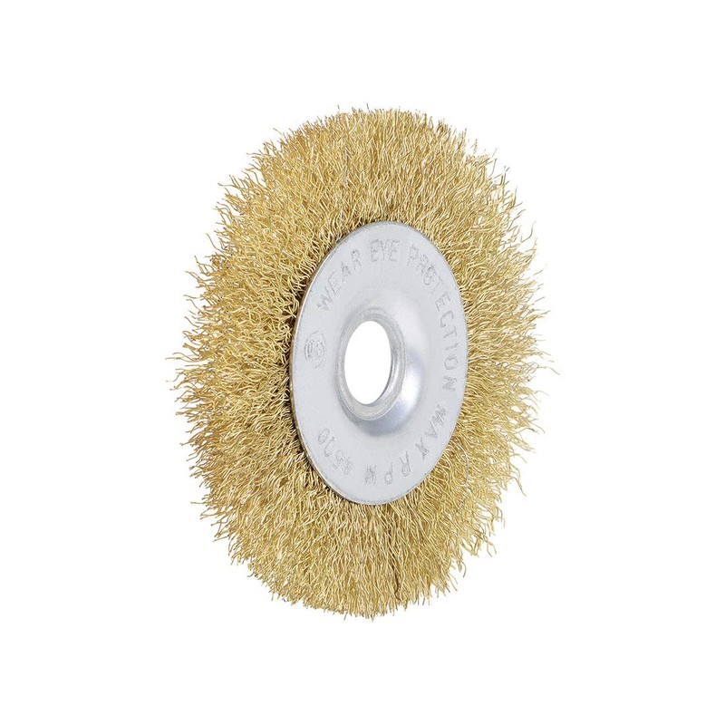 sourcing map 4-Inch Wire Wheel Brush Bench Brass Plated Crimped
