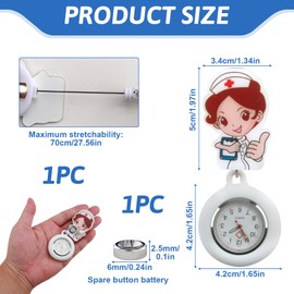 JUGCUT Nurse Watch Brooch, Digital Display Silent Electronic Luminous Watch Hanging Nurse Watch Telescopic Fob Watch Gift Watch for Women Nurse Doctor with Pin/Clip-On for Nurse Doctor Women Men
