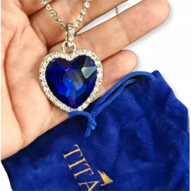 Dtup Collar Titanic Corazón + Estuche Azul + Bolsita Titanic