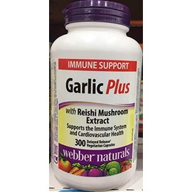 Webber Naturals Garlic Plus with Reishi Mushroom Extract Immune Support Herbal Supplement, 300 Count