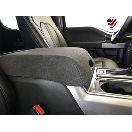 Car Console Covers Plus Made in USA fits Ford F150 F250 2014-2024 Select Bucket Seat Models Fleece Center Console Cover for Console Image as Shown Dark Gray