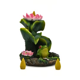 Fantasy Gifts Frog Under Lily Pads and Flower Backflow Incense Burner