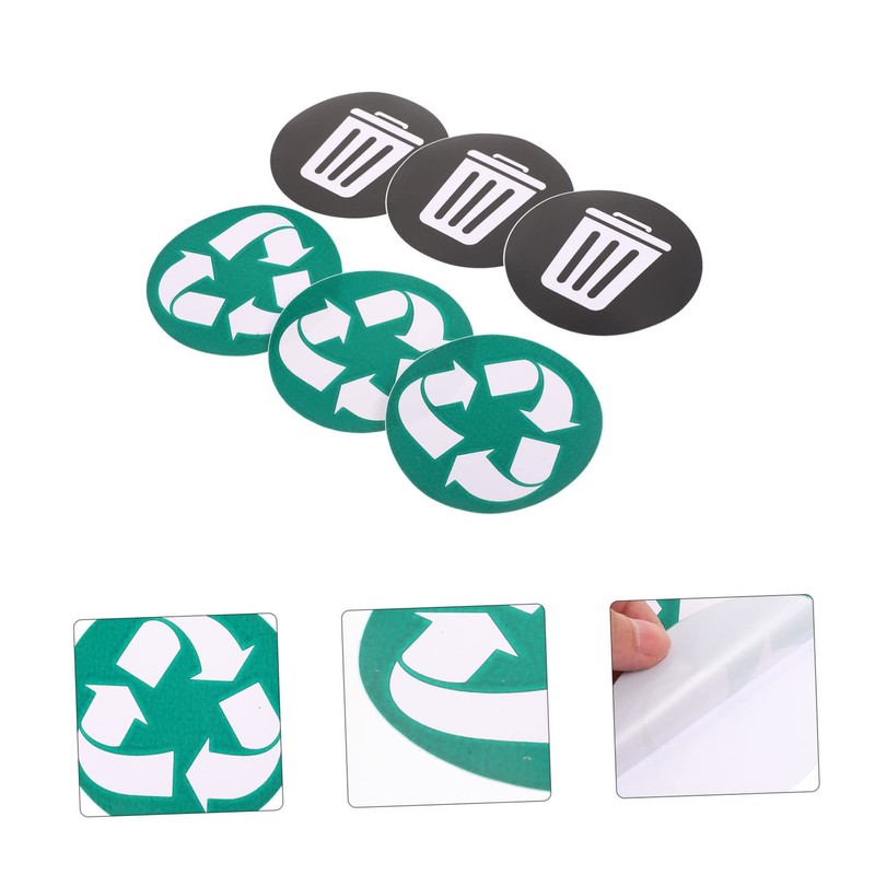 WOONEKY 6Pcs Recycle Stickers for Trash Can Garbage Classification Sign