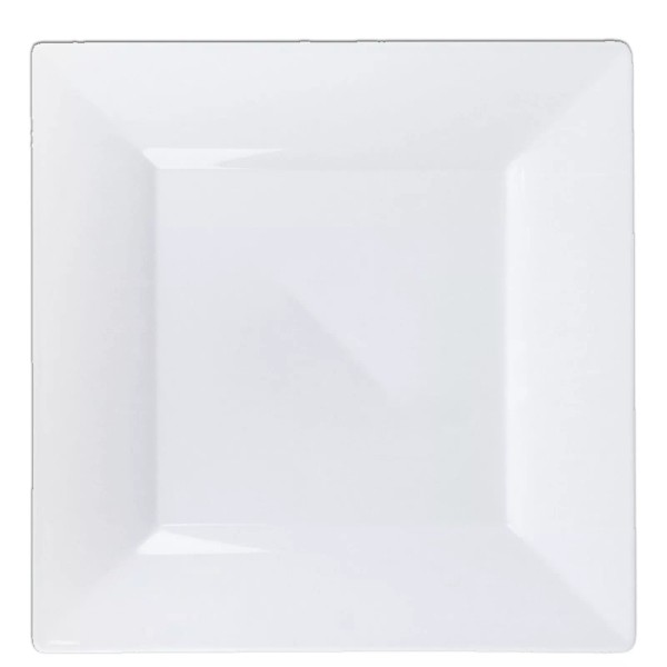 EcoQuality 8" Disposable Fancy Square White Plastic Salad/Dinner Plates Splendid