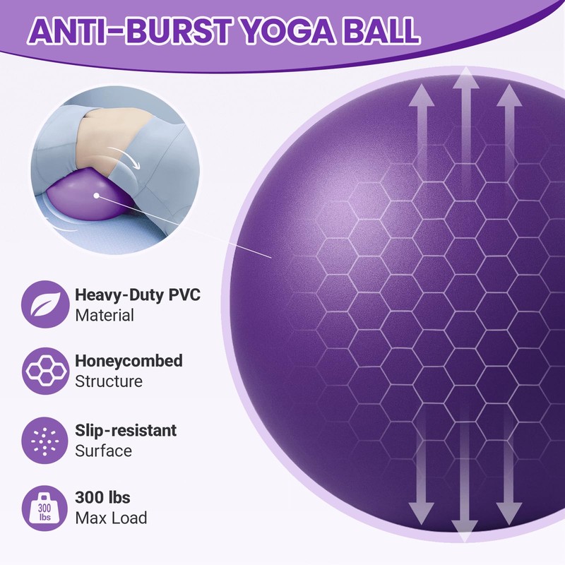 MoldFun Mini Yoga Pilates Ball 9-10 Inch for Stability Exercise