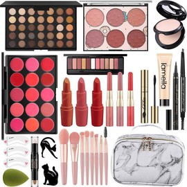 MISS ROSE M All In One Makeup Kit, Makeup Kit for Women Full Kit,Multipurpose Women's Cosmetics Set,Beginners and Professionals Alike,Easy to Carry(DLS-White) - Color: Set 1