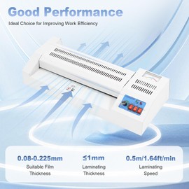 110V 600W Hot & Cold Roll Laminator Machine, Electric Thermal Laminator Machine No Bubbles Laminating Machine Rollers System for A3 A4 Paper, Fit for Office Home Use