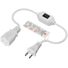 On Off Switch Extension Cord [2-Feet], 2-Prong/2 Outlet Polarized Extension Cord with Switch 12A/125V for Your Chargers/Lamp/Power Adapters etc, 16AWG Cord