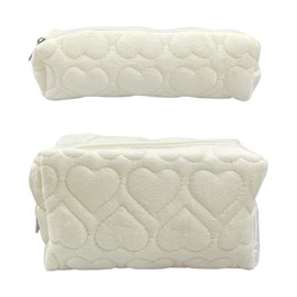 1 velvet cosmetic bag, 1 small velvet bag, travel cosmetic bag, portable bag with zip, storage bag with large capacity, multi-purpose storage bag