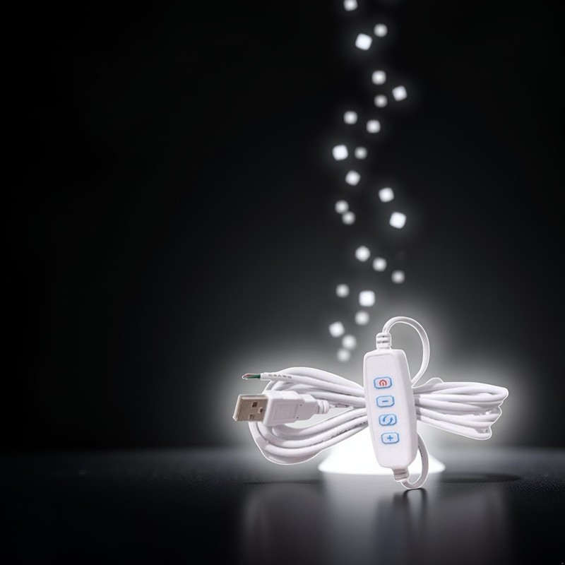 1 Pcs White DC5V USB LED Dimmer Extension Cable with