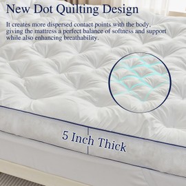 SHOUREN 5 Inch Memory Foam Mattress Topper Queen Size, Extra Thick Supportive Pillow Top Mattress Pad, Breathable & Fluffy Soft Bed Topper with Gel Memory Foam，60"x80"